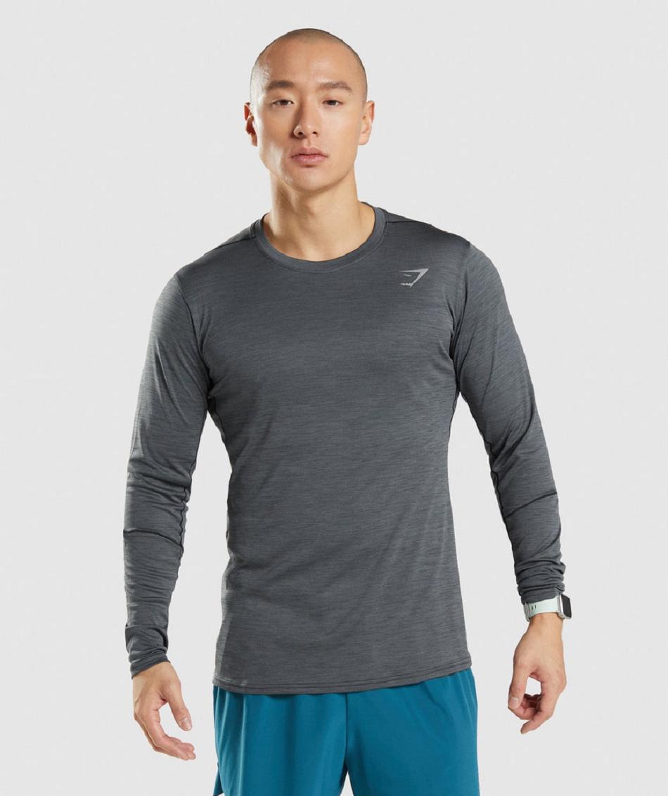 Long Sleeve Gymshark Speed Hombre Negras Gris | CO 3544CTV